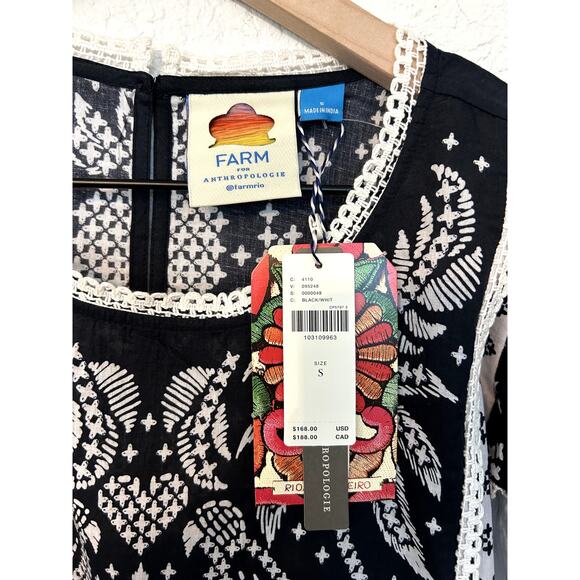 NEW Farm Rio x Anthropologie Printed Flutter-Sleeve Top - Picture 6 of 7